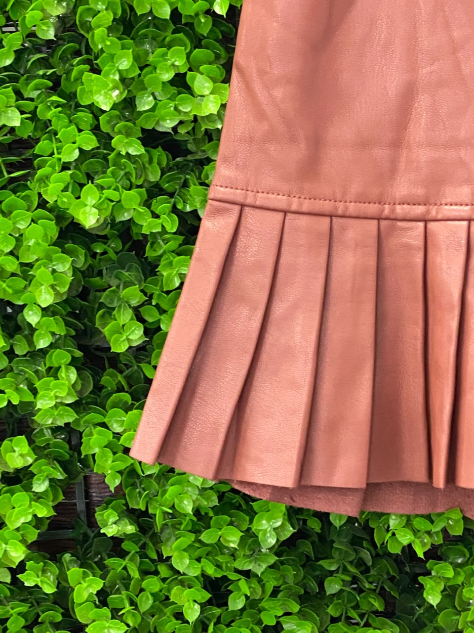 Dusty Rose Pleated-Hem Mini Skirt