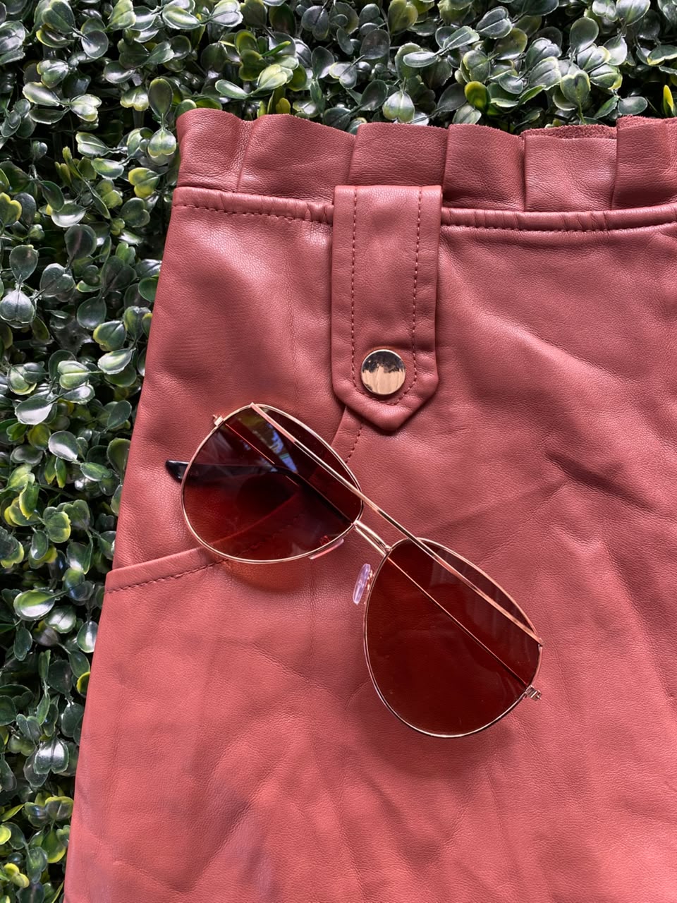 Dusty Rose Pleated-Hem Mini Skirt