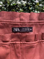 Dusty Rose Pleated-Hem Mini Skirt
