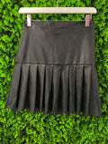 Black Faux-Leather Pleated Mini Skirt