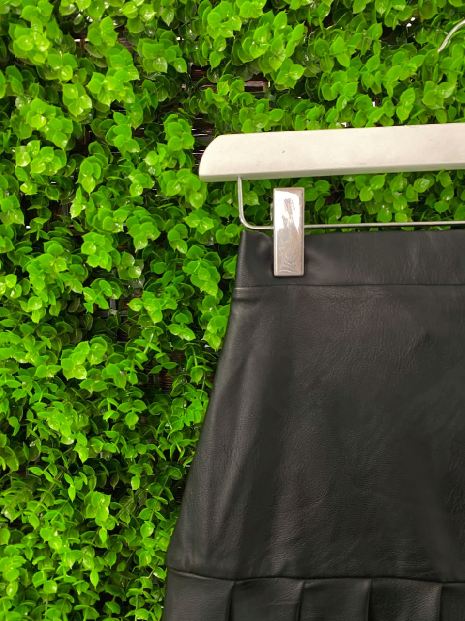 Black Faux-Leather Pleated Mini Skirt