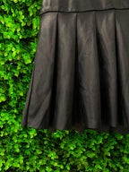 Black Faux-Leather Pleated Mini Skirt