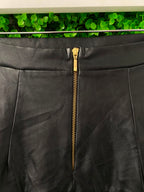 Black Faux-Leather Pleated Mini Skirt