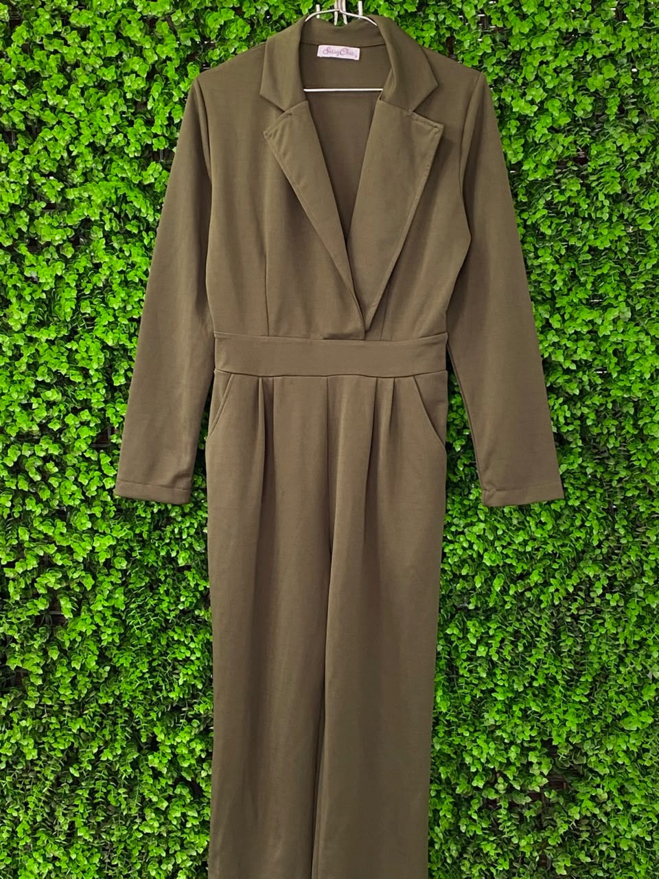 SassyChic Khaki Belted Utility Jumpsuit
