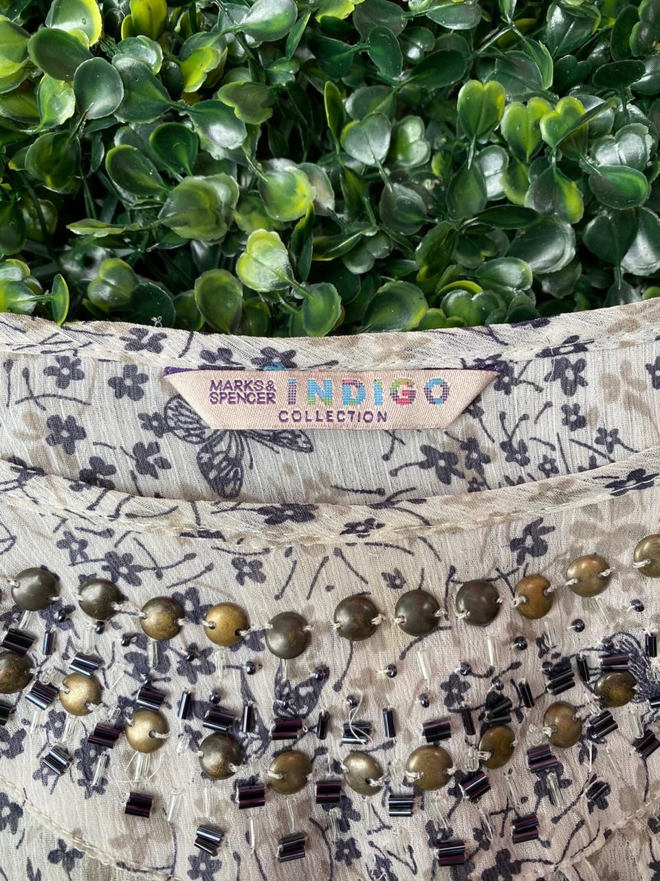 Cream Floral Frill Hem Top