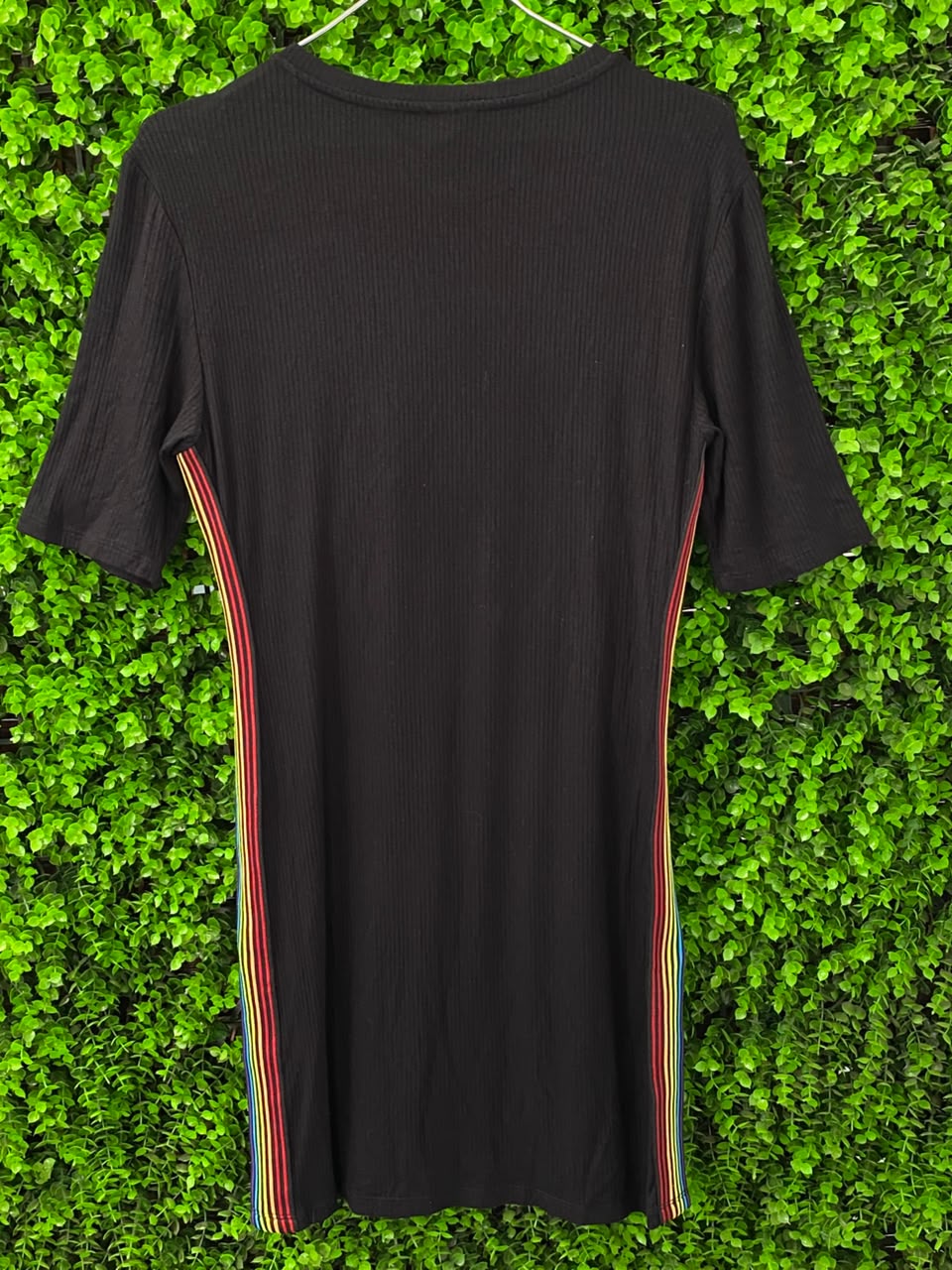 Topshop Black Rainbow-Side-Stripe T-Shirt Dress