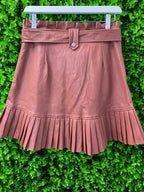 Dusky Rose Pleather Pleated Mini Skirt