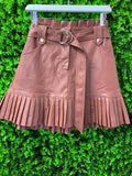 Dusky Rose Pleather Pleated Mini Skirt