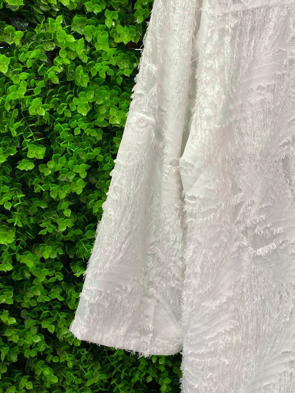 White Broderie Oversized V-Neck Blouse