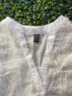 White Broderie Oversized V-Neck Blouse
