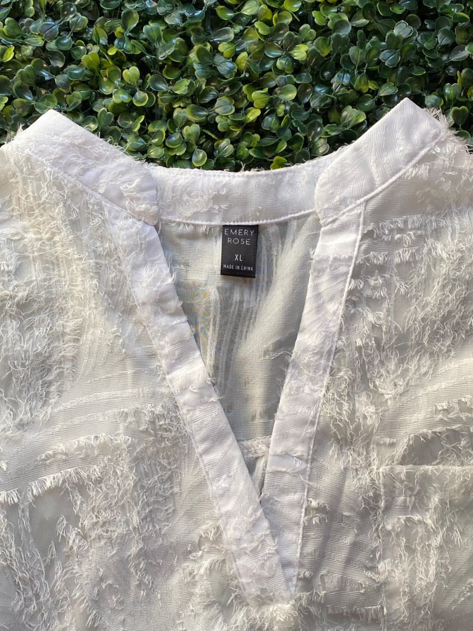 White Broderie Oversized V-Neck Blouse