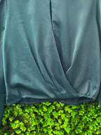 Deep Teal Satin Wrap Blouse