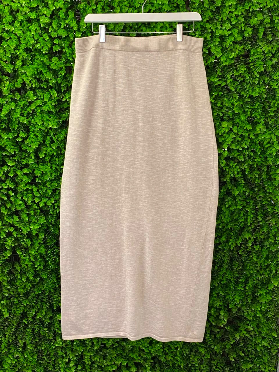 Country Road Taupe Metallic Knit Midi Skirt
