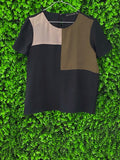 Black Beige & Olive Colour-Block T-Shirt