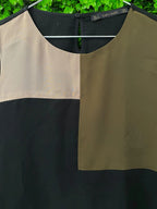 Black Beige & Olive Colour-Block T-Shirt