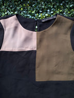 Black Beige & Olive Colour-Block T-Shirt