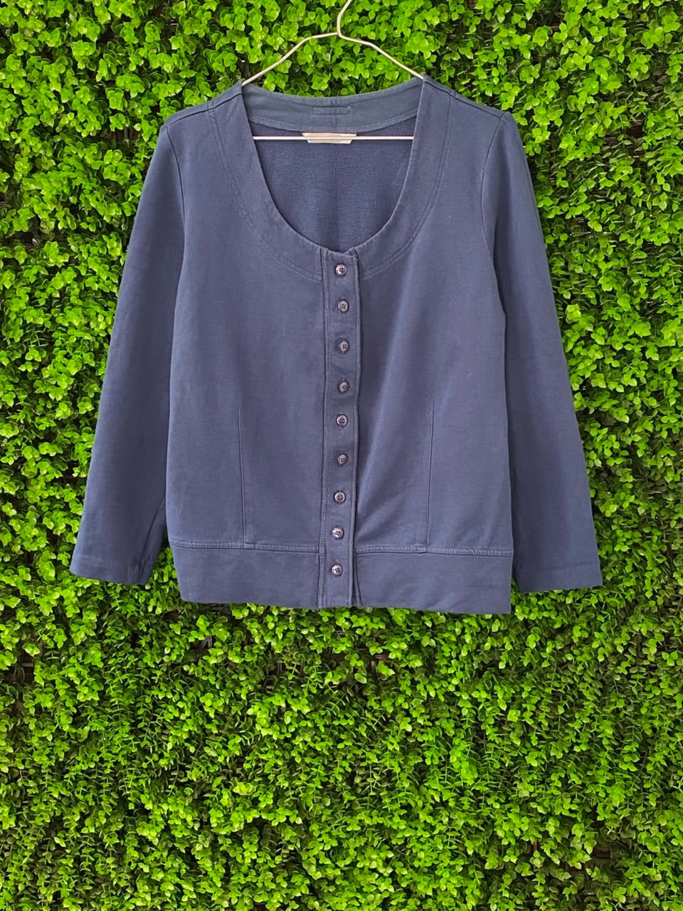 Dusty Blue Button-Front Cardigan