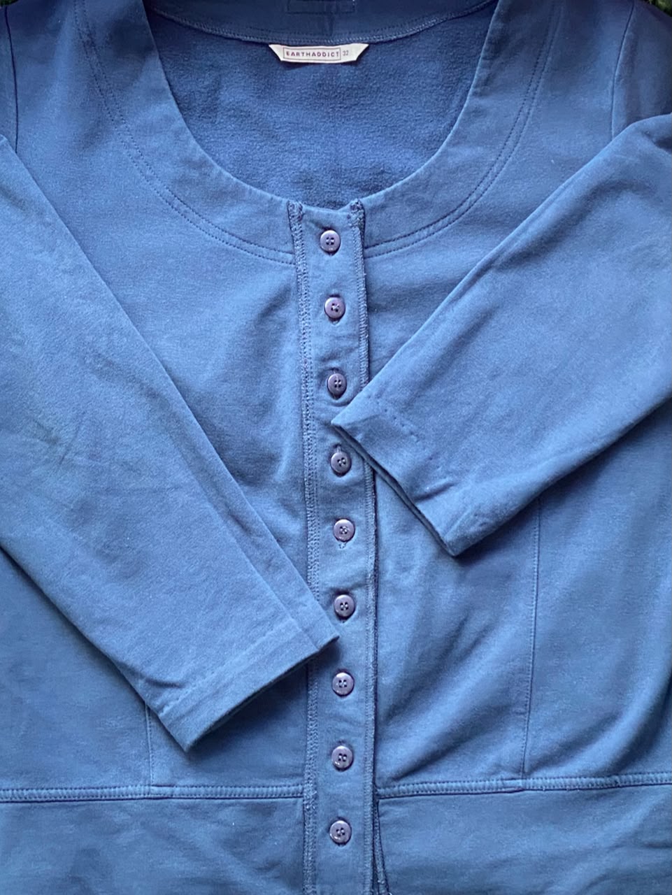 Dusty Blue Button-Front Cardigan