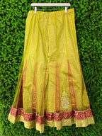 Chartreuse Embroidered Traditional Maxi Skirt