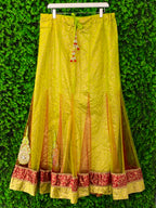 Chartreuse Embroidered Traditional Maxi Skirt