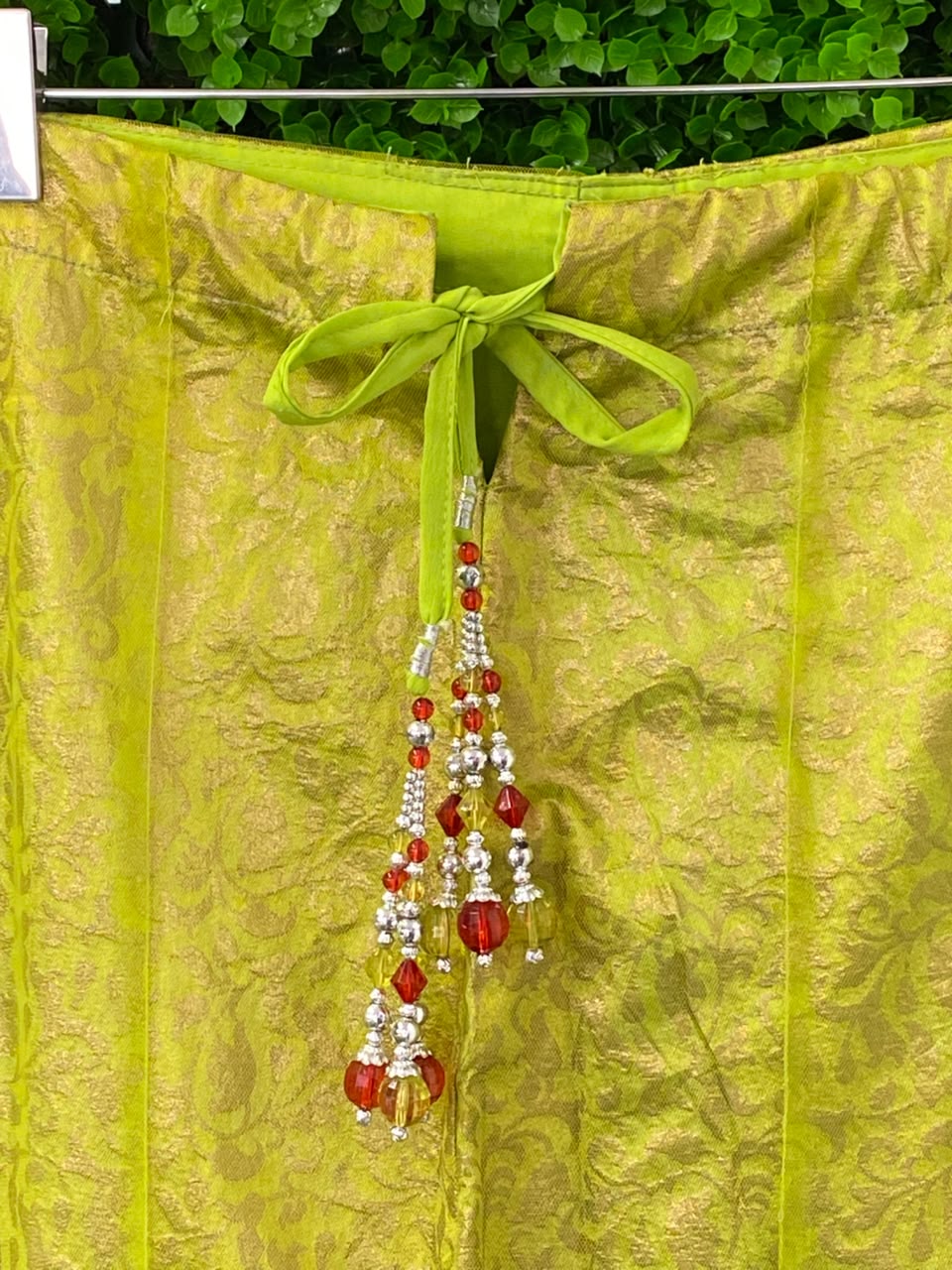 Chartreuse Embroidered Traditional Maxi Skirt