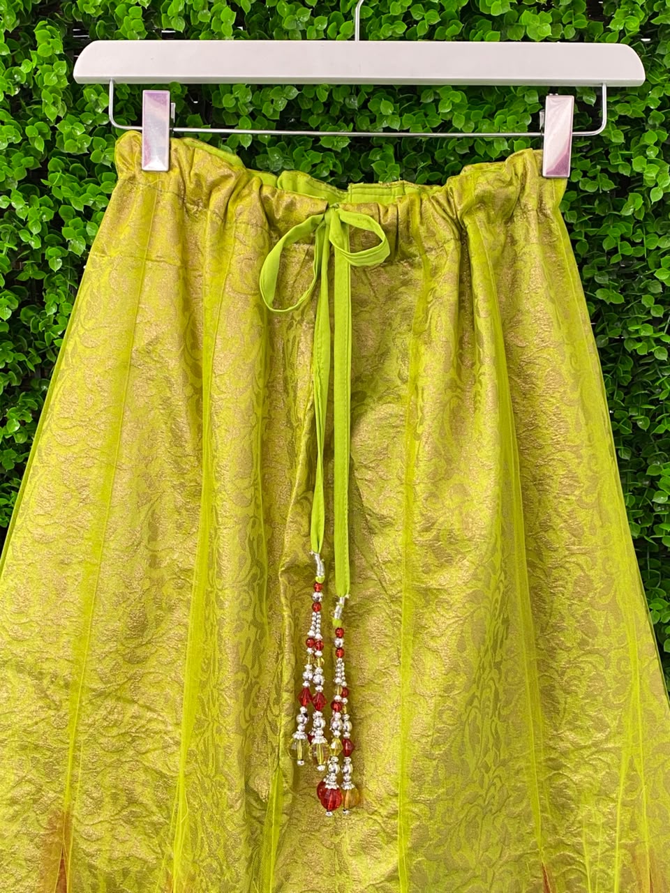 Chartreuse Embroidered Traditional Maxi Skirt
