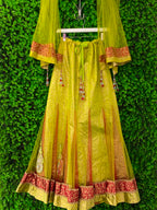 Chartreuse Embroidered Traditional Maxi Skirt