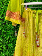 Chartreuse Embroidered Traditional Maxi Skirt
