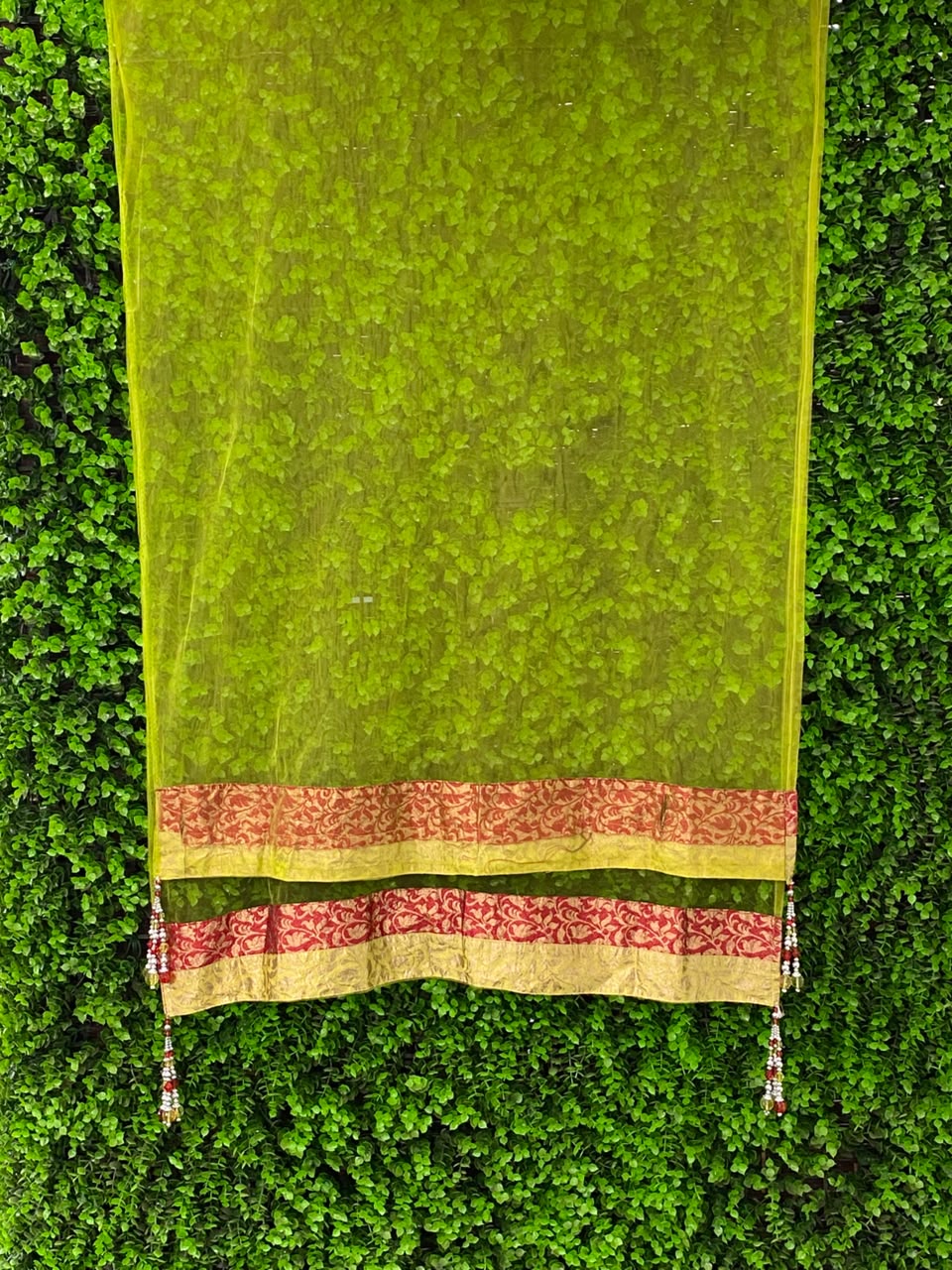Chartreuse Embroidered Traditional Maxi Skirt