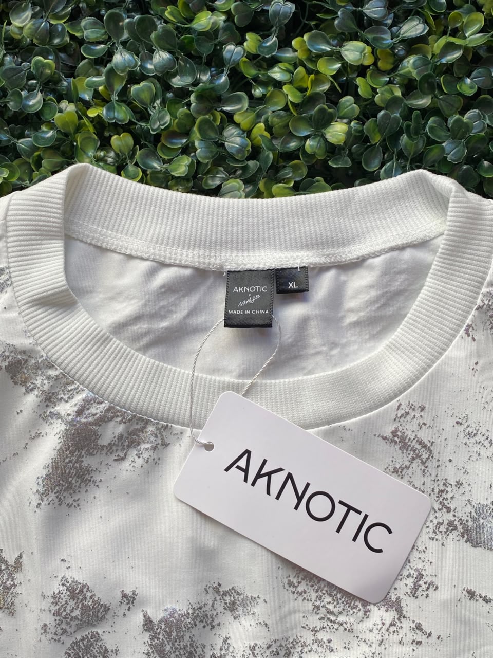 White Metallic Foil Oversized T-Shirt