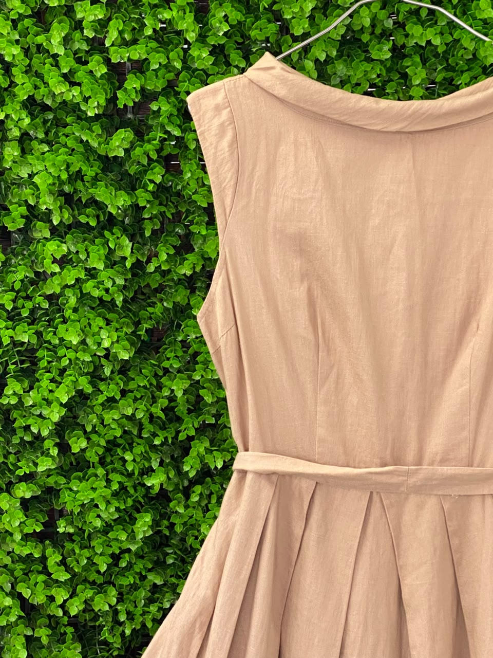 Stone Belted Sleeveless Midi Dress