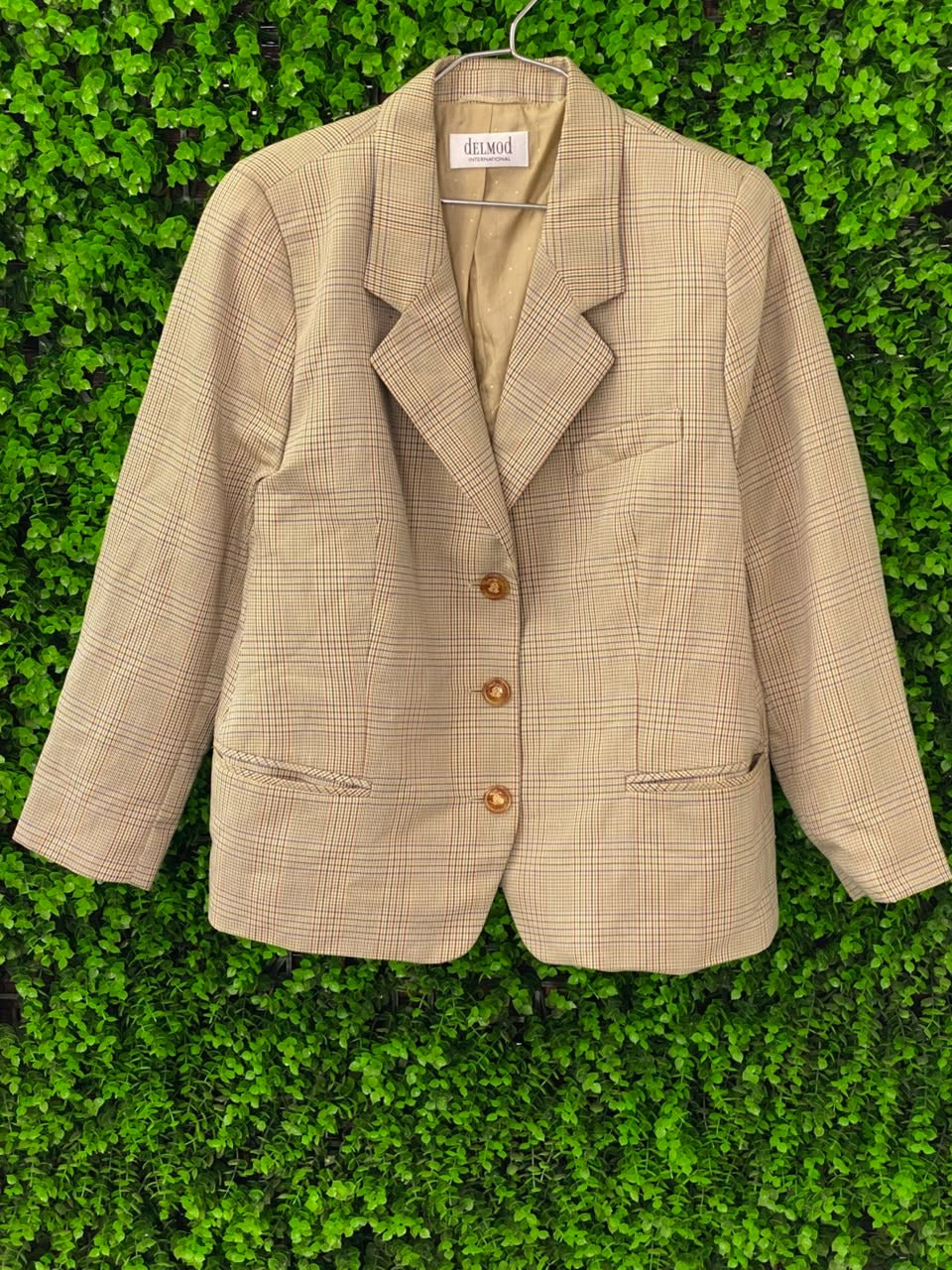 Beige Heritage Check Tailored Blazer