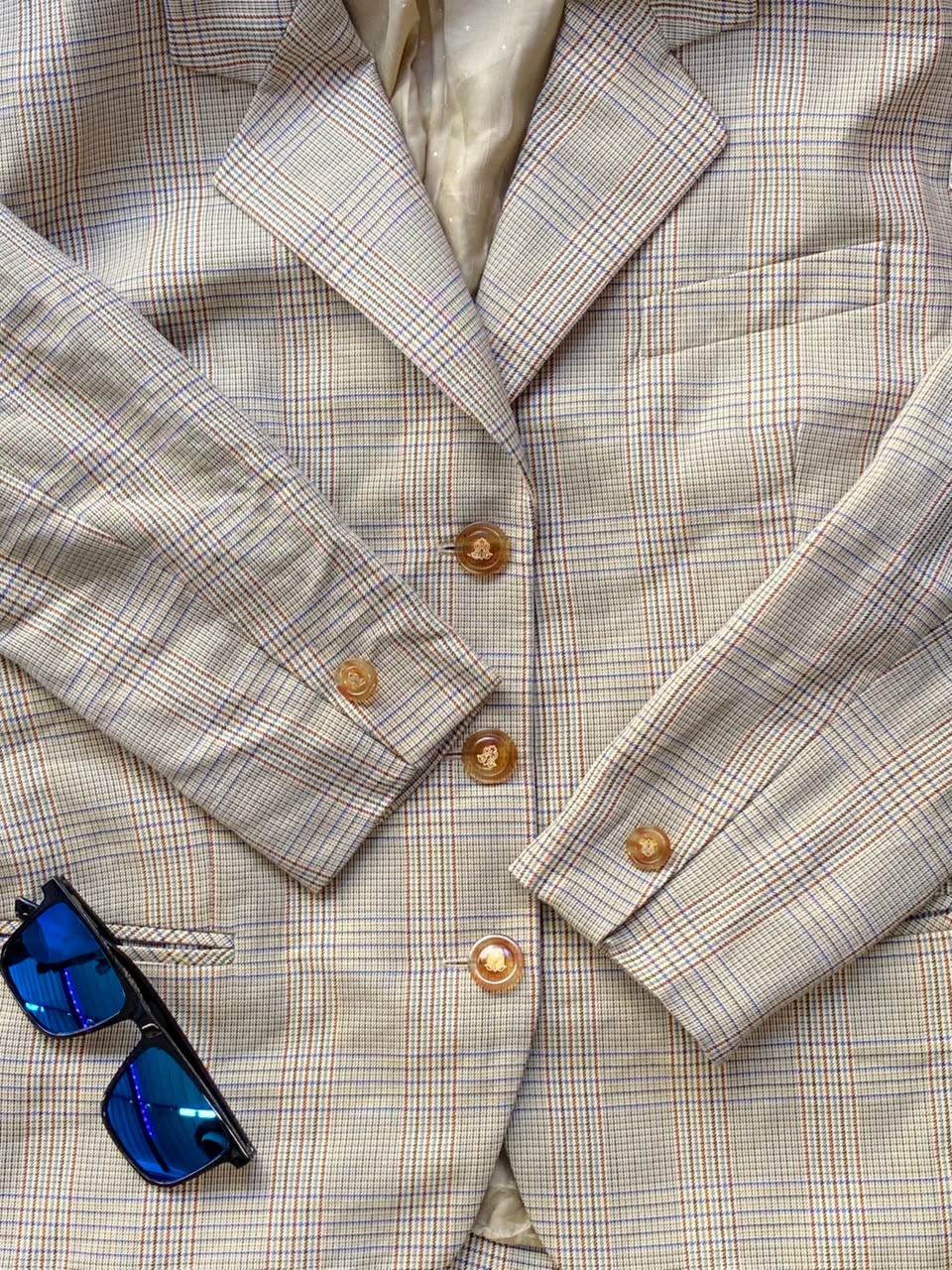 Beige Heritage Check Tailored Blazer