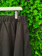 Black Asymmetric Pleated Midi Skirt