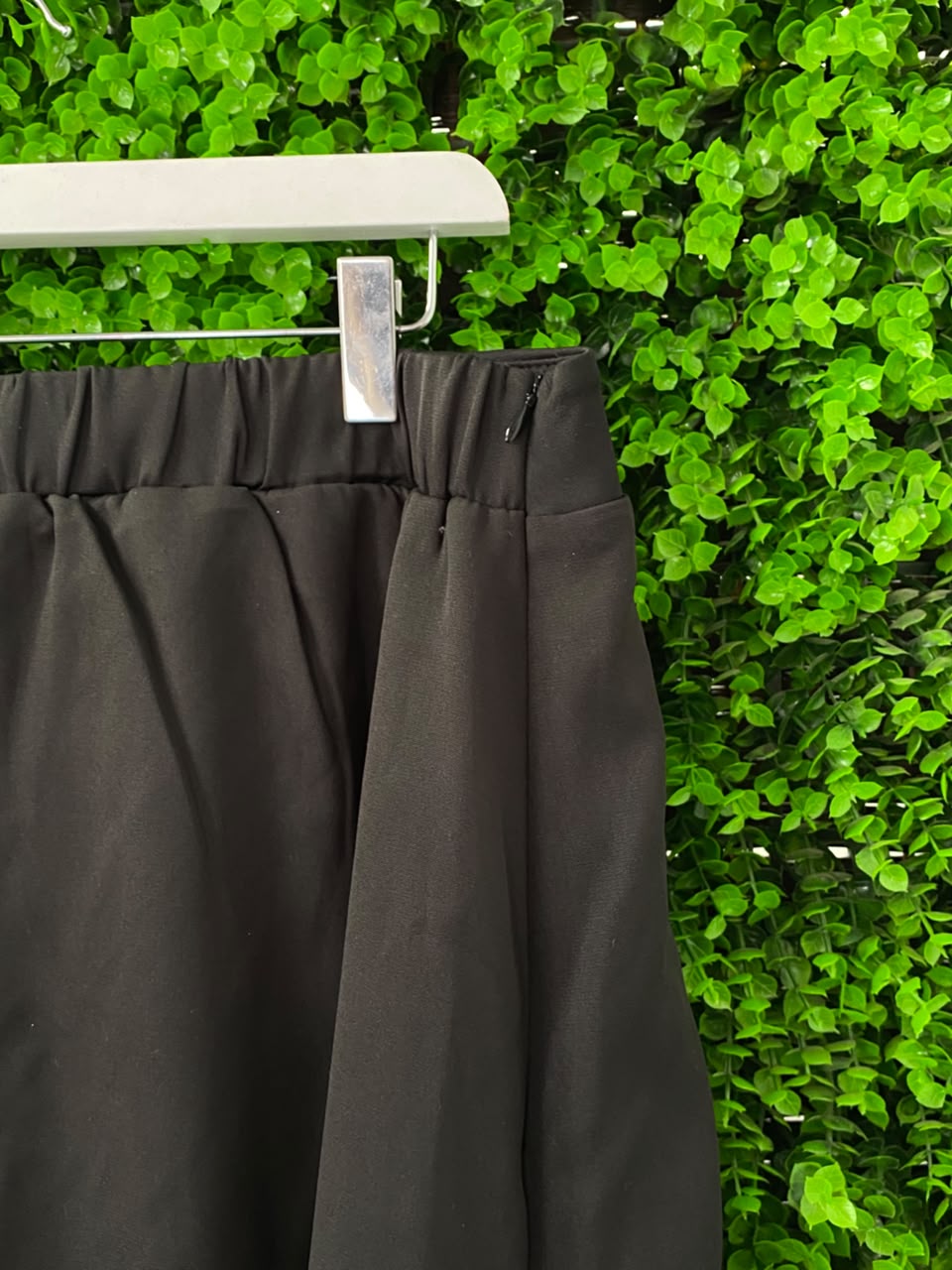 Black Asymmetric Pleated Midi Skirt