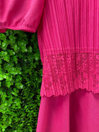 Hot Pink Pleated Bow Dress