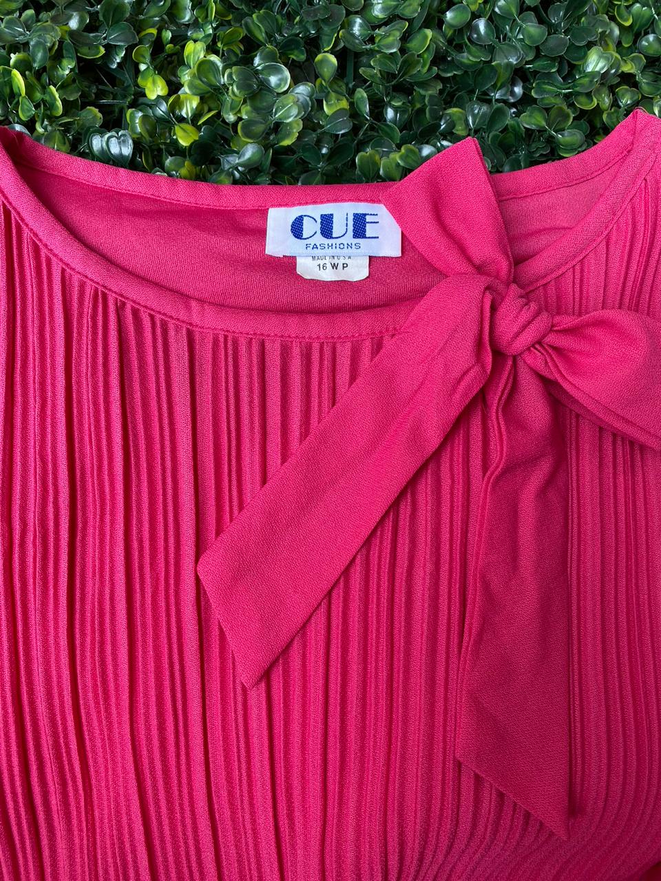 Hot Pink Pleated Bow Dress