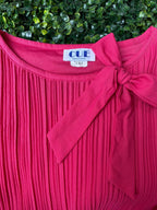Hot Pink Pleated Bow Dress