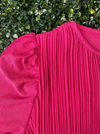 Hot Pink Pleated Bow Dress