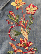 Blue Embroidered Chambray Longline Shirt