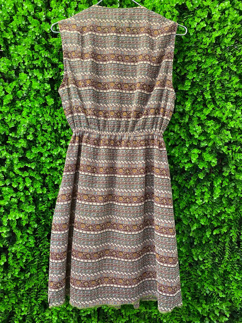 Vintage Stripe Button-Front Midi Dress