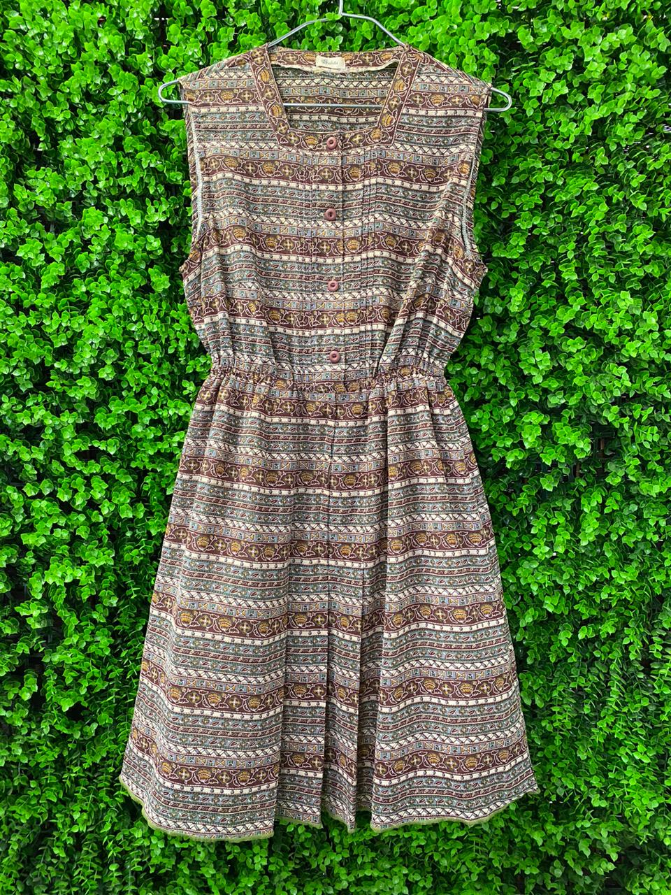Vintage Stripe Button-Front Midi Dress