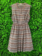 Vintage Stripe Button-Front Midi Dress