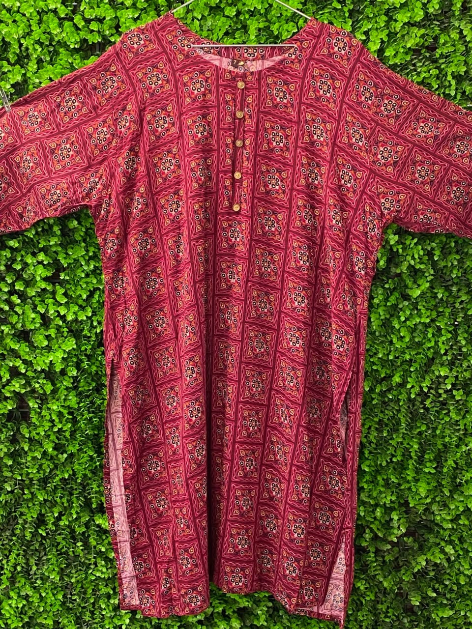 Berry Boho Print Tunic Dress