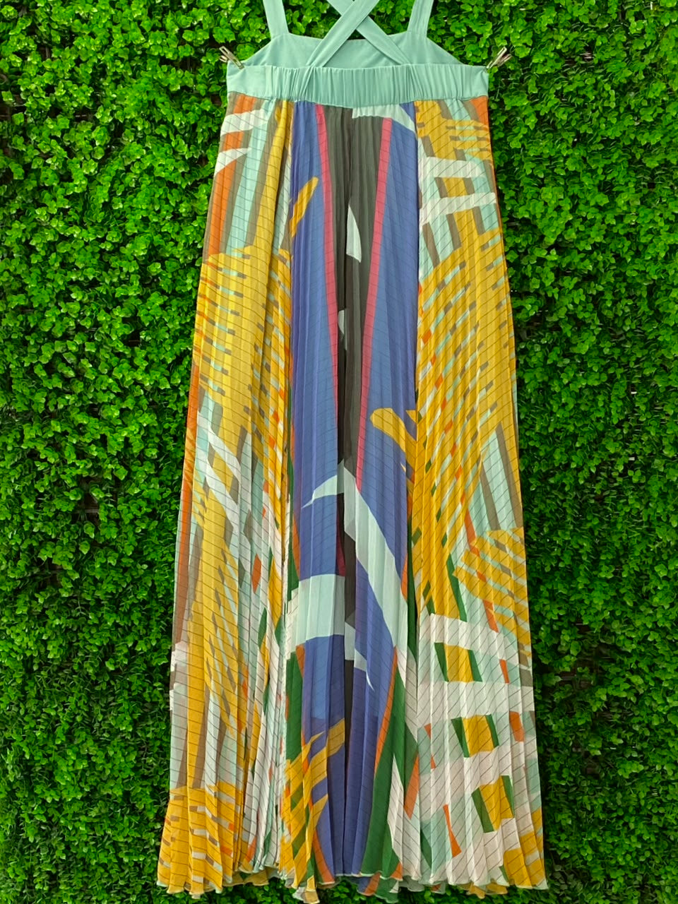 Poetry Multicolor Abstract Pleated Cami Maxi Dress