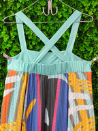 Poetry Multicolor Abstract Pleated Cami Maxi Dress