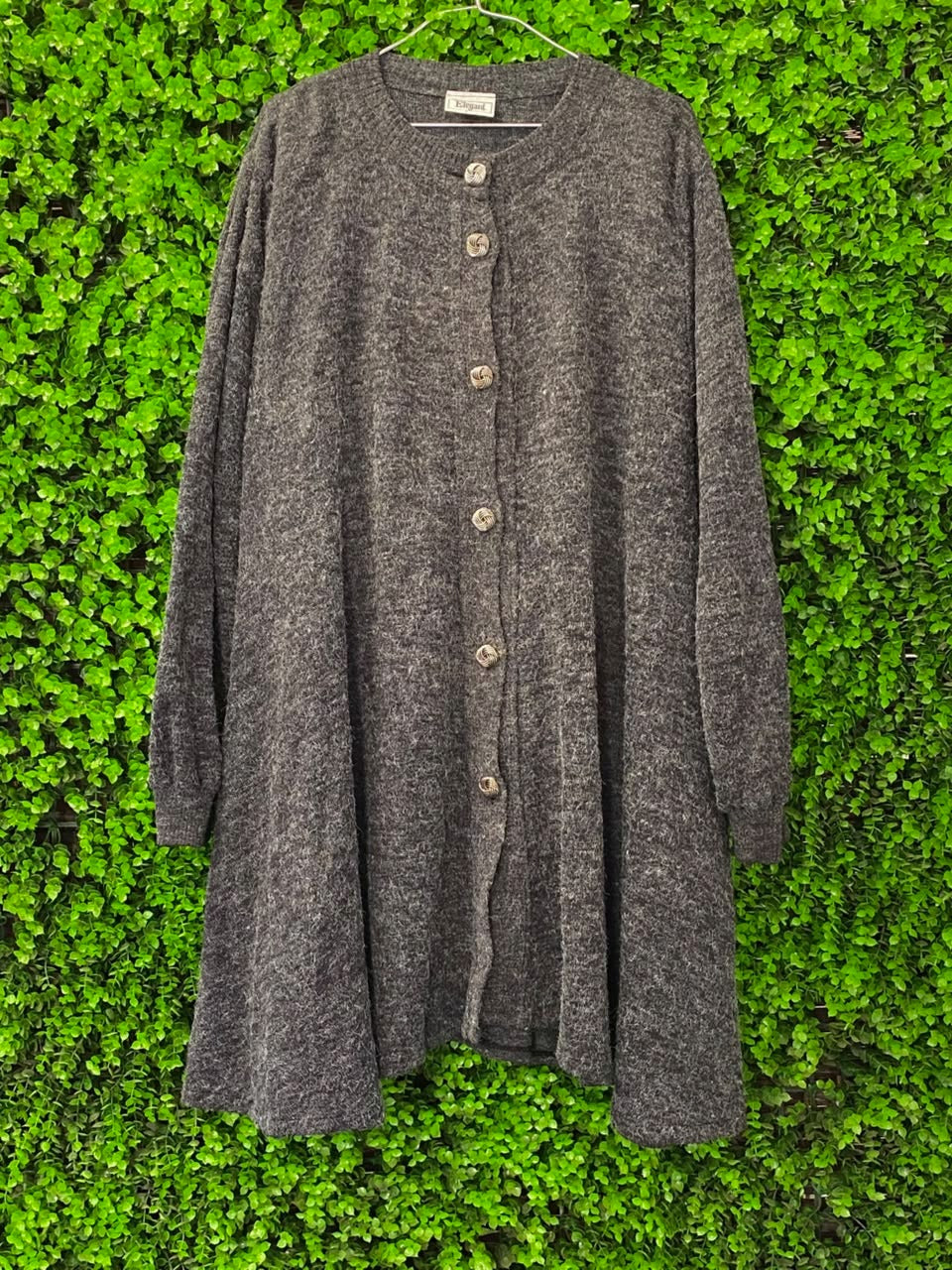 Charcoal Longline Button-Front Cardigan