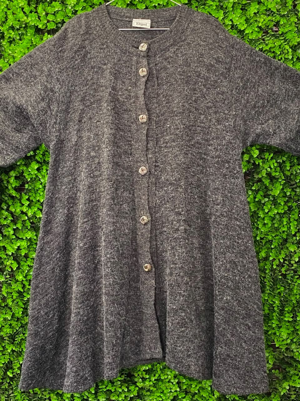 Charcoal Longline Button-Front Cardigan