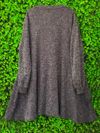 Charcoal Longline Button-Front Cardigan