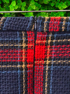 Navy & Red Tartan Wrap Mini Skirt